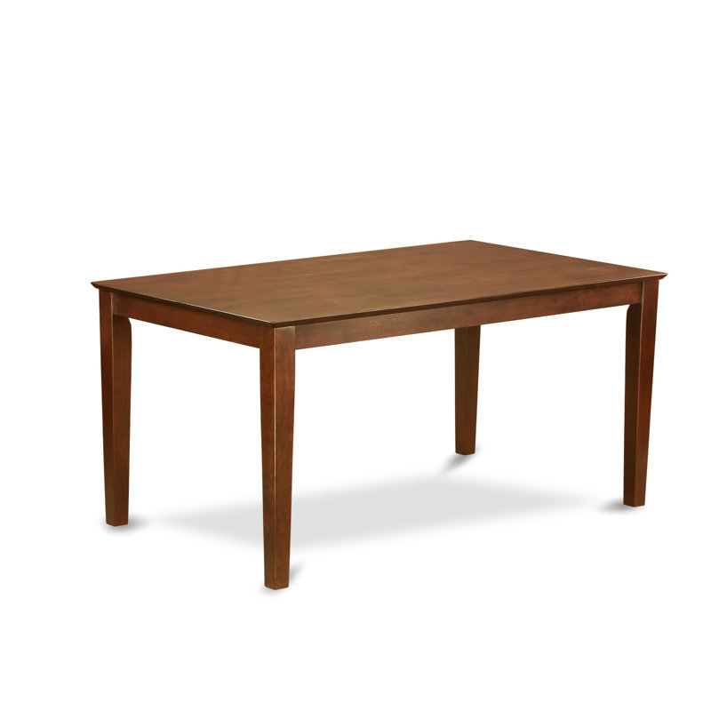 5 Piece Modern Dining Table Set Includes a Rectangle Wooden Table and 4 Coffee Linen Fabric Upholstered Parson Chairs, 36x60 Inch, Mahogany