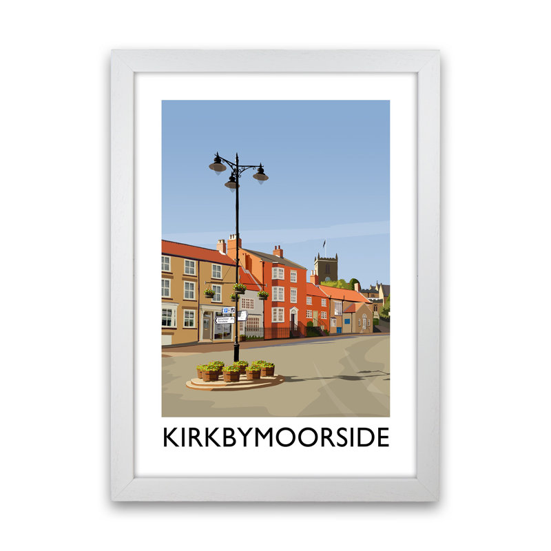 Kirkbymoorside Portrait by Richard O'Neill - Print, White Framed, 88cm H x 64cm W x 3cm D