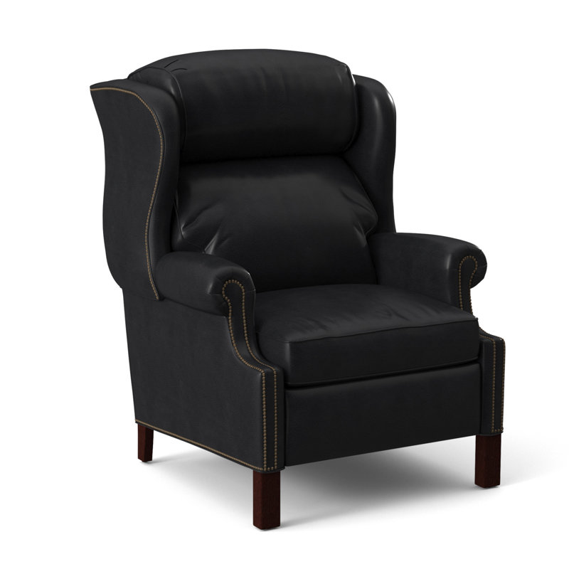 Chippendale Recliner, #9 Natural, Outsider Raven Genuine Leather, Mahogany