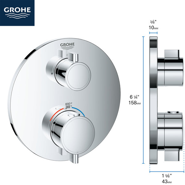 GROHE Grohtherm Dual-Function 2-Handle Shower Thermostatic Valve Trim Kit   Reviews Wayfair