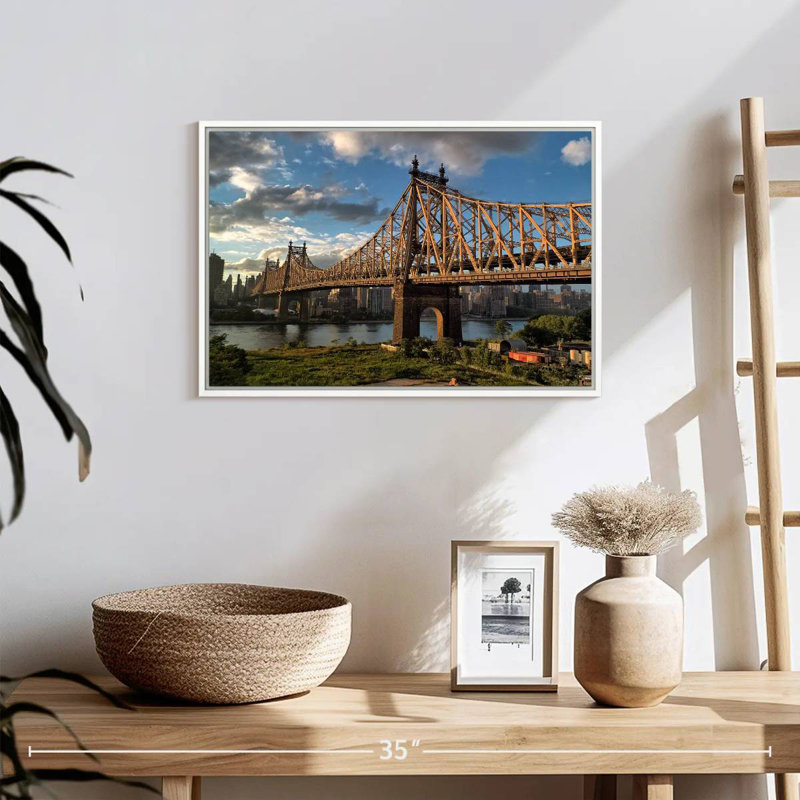 Pont de Queensboro, New York, Cadre flottant blanc, 19 po x 13 po