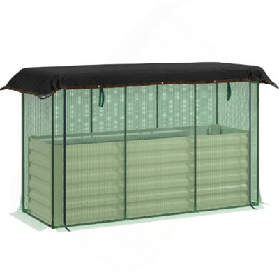 Galvanized Steel Planter Box,Crop Cage and Shade Cloth with Raised Garden Bed