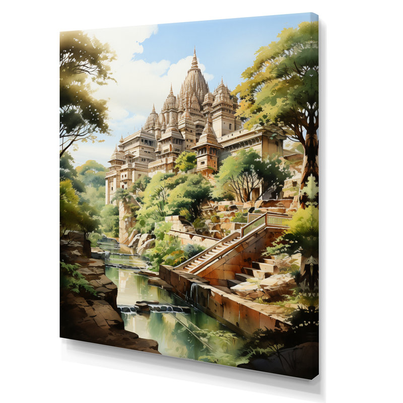 Yeon Indian Art Sacred Temples I - reproduction d'art, H 32 po x l 16 po, Toile tendue