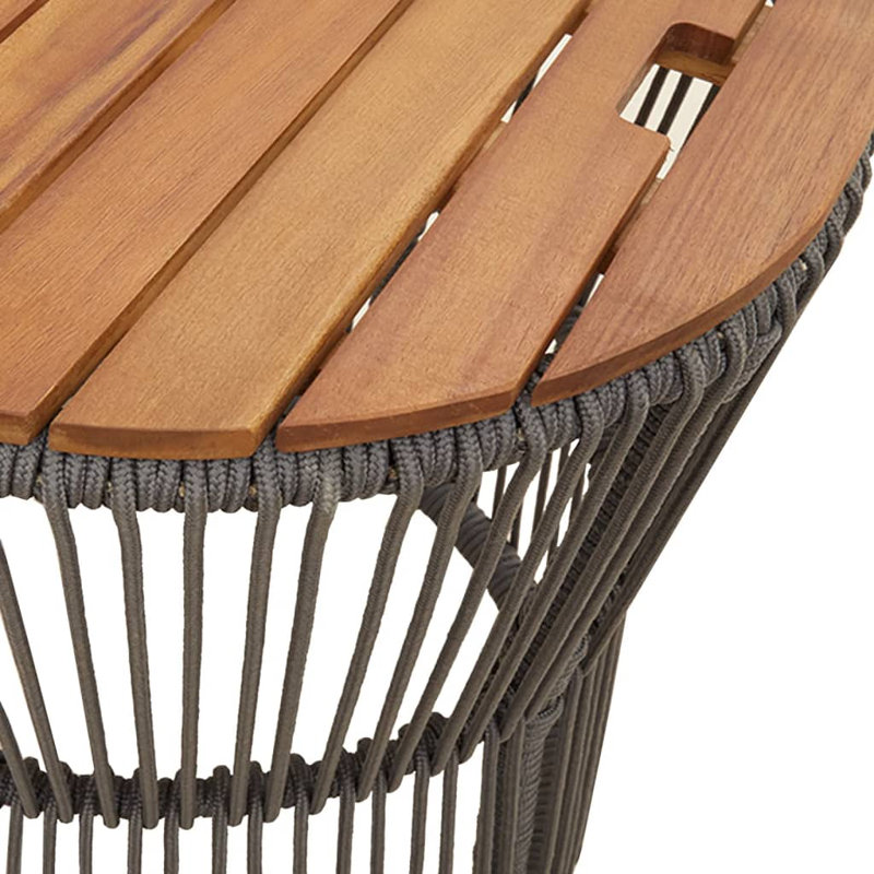 Bay Isle Home™ Patio Side Tables 2 Pcs With Wooden Top Poly Rattan, Gray