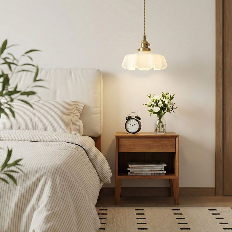 Luminaire suspendu en forme de fleur 1 lumière en verre de jade blanc 1 lumière