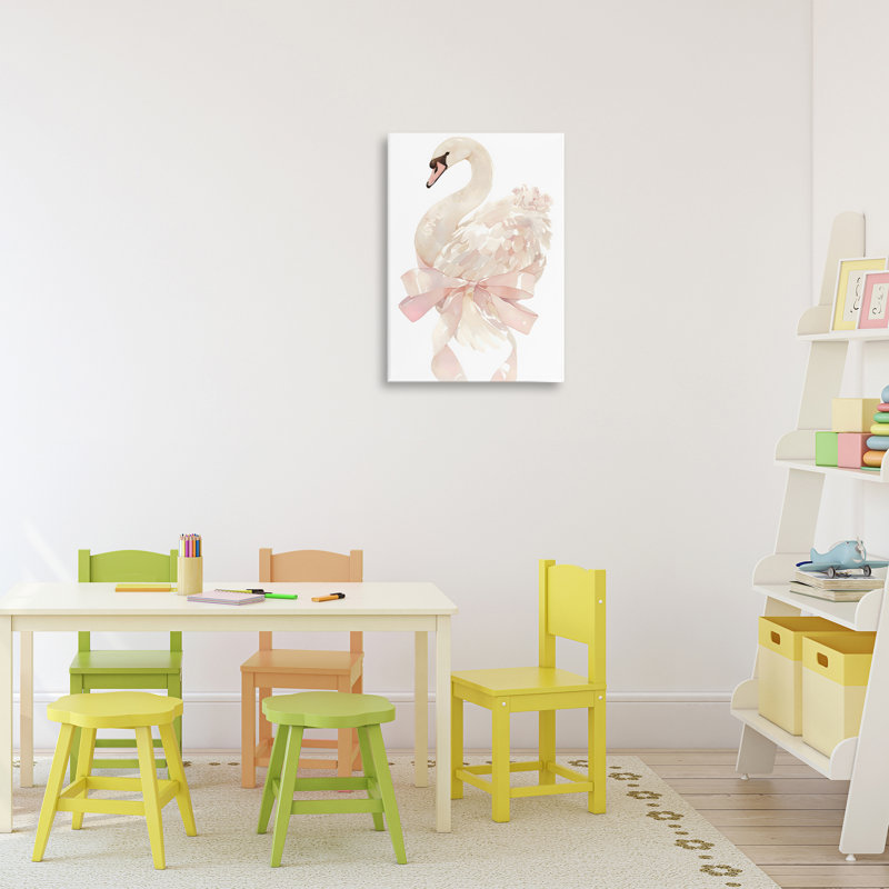 Cygne Coquette avec toile tendue, design par Creative Studio, H 24 po x l 16 po