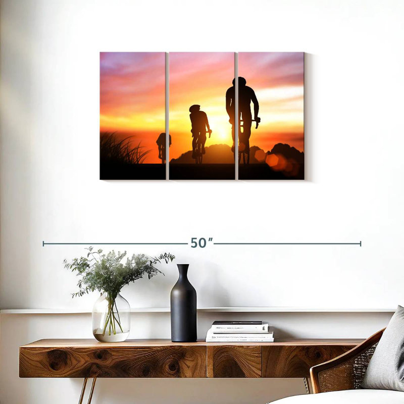 Sireci Cyclists At Sunset, 20" H x 33" W