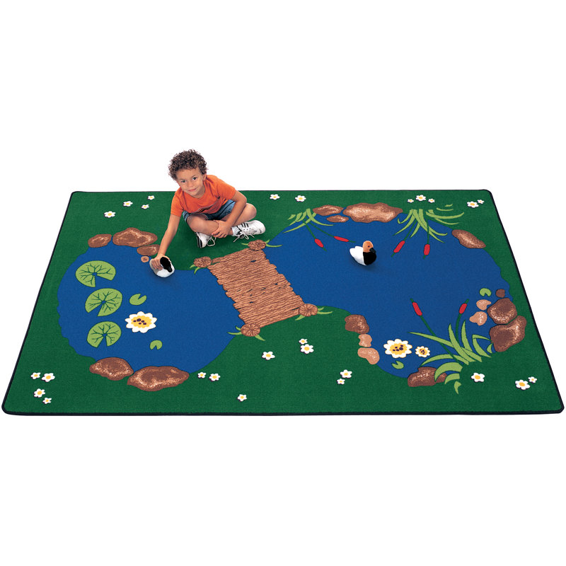 Tapis bleu / vert Playful Pond, Rectangle 8 pi 4 po x 11 pi 8 po