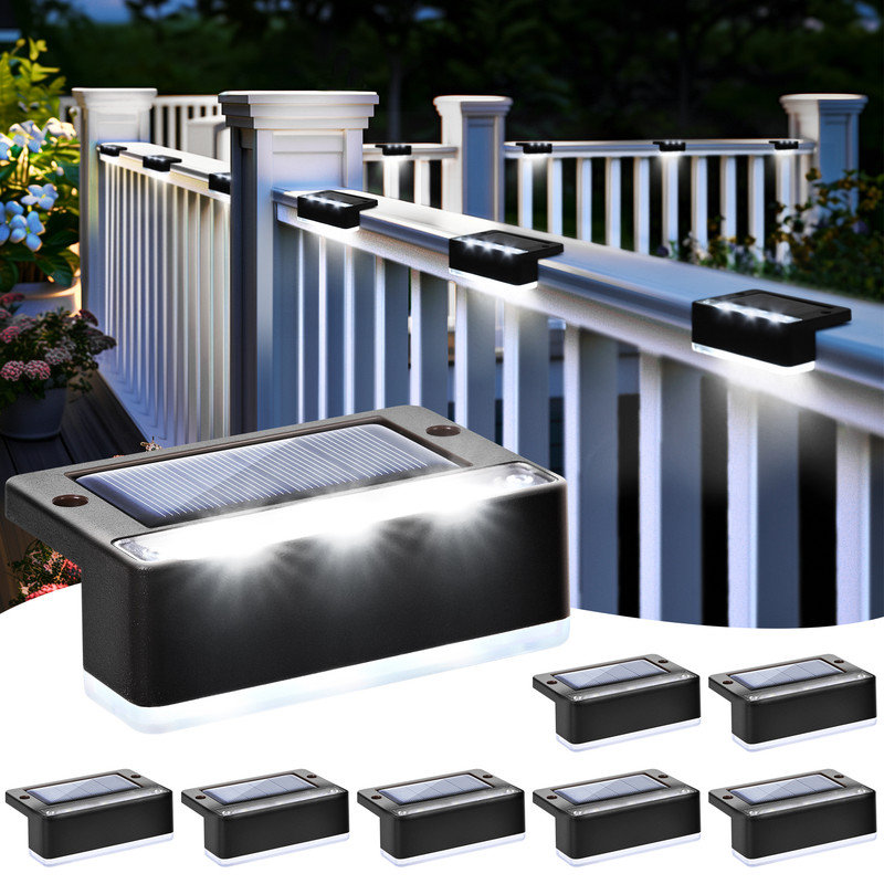 Stainless Steel Solar Powered Step Light Pack, Cold White, Black