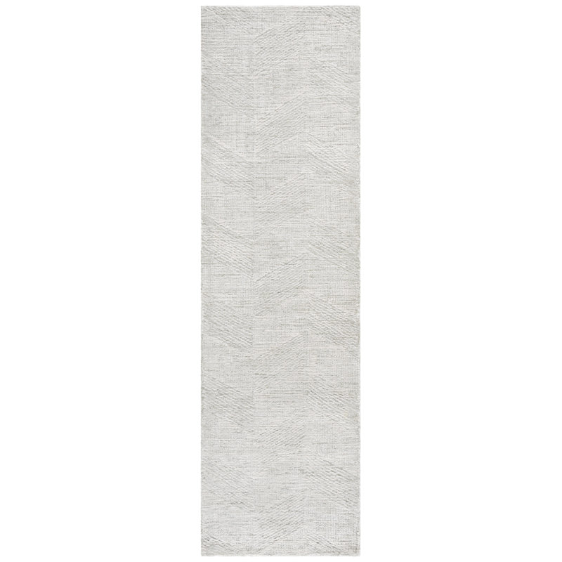 Tapis géométrique abstrait en laine touffeté à la main 459, Tapis de couloir 2 pi 3 po x 8 pi