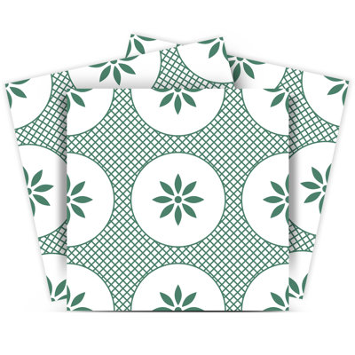 Carreaux de vinyle vert et blanc à peler et à coller (ensemble de 24)