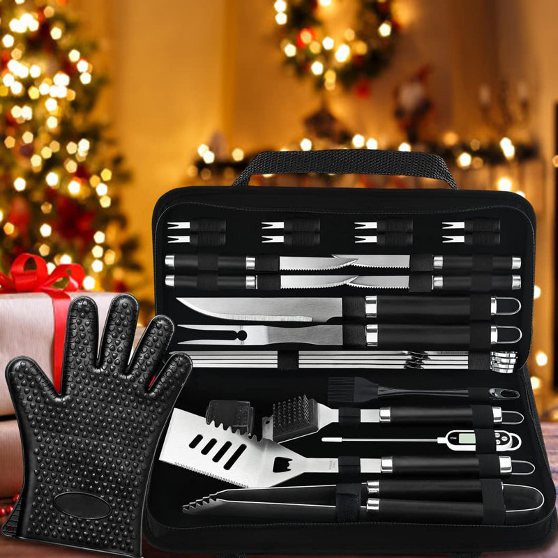 Stainless Steel Dishwasher Safe Grilling Tool Set, Black