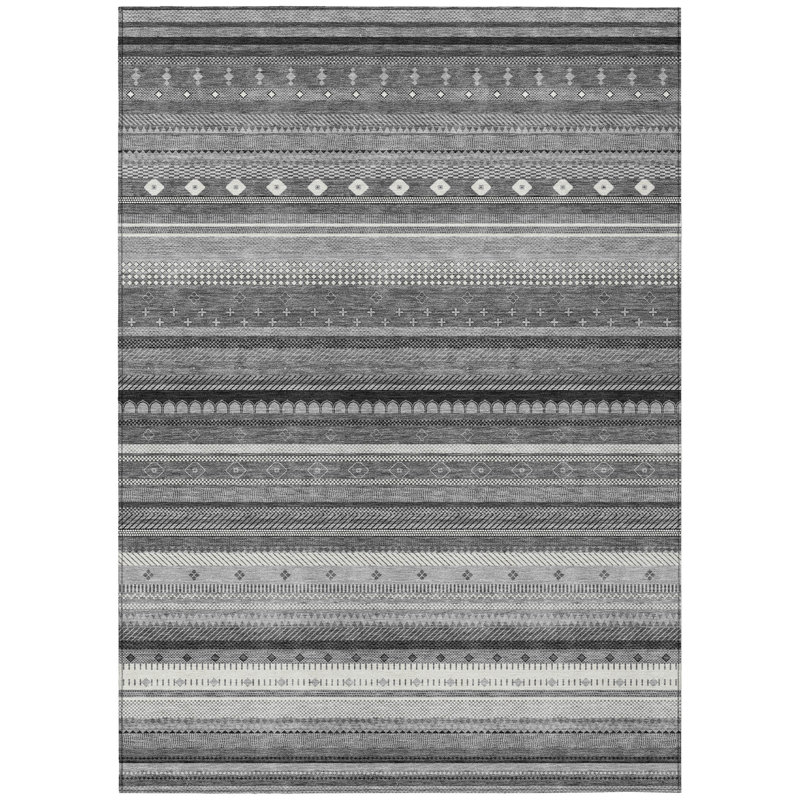 Tapis rayé intérieur / extérieur lavable à la machine Husby ACN2218, Rectangle 9 pi x 12 pi
