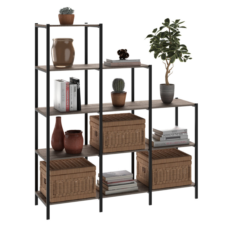 Bibliothèque à marches en acier l 45,67 po, (5 tablettes) H 52 po x l 45,67 po x P 13 po