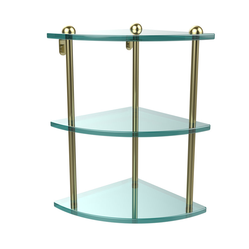 Gober 3 Piece Corner Shelf, Satin Brass