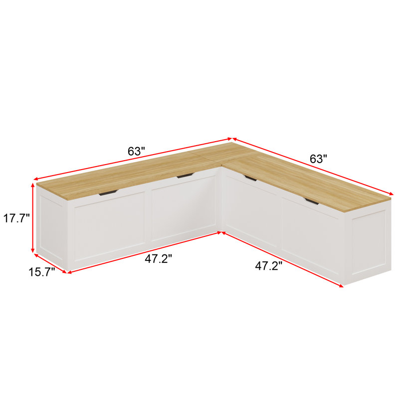 L-Shaped Shoe Bench  Corner Breakfast Nook Bench With Storage Space For Entryway