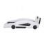 Lit plateforme simple en forme de voiture de course avec roues, blanc