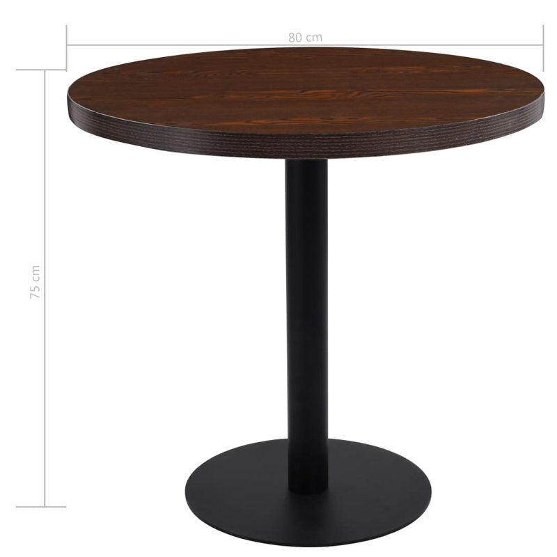 Anael Round Dining Table, Dark Brown, H75 x L80 x W80cm