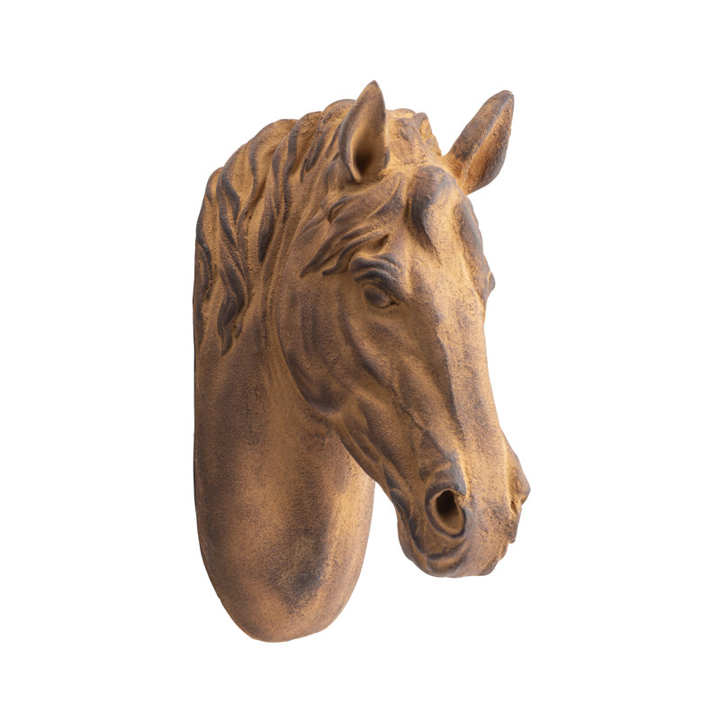 Secretariat Rustic Brown Horse Head Sculpture