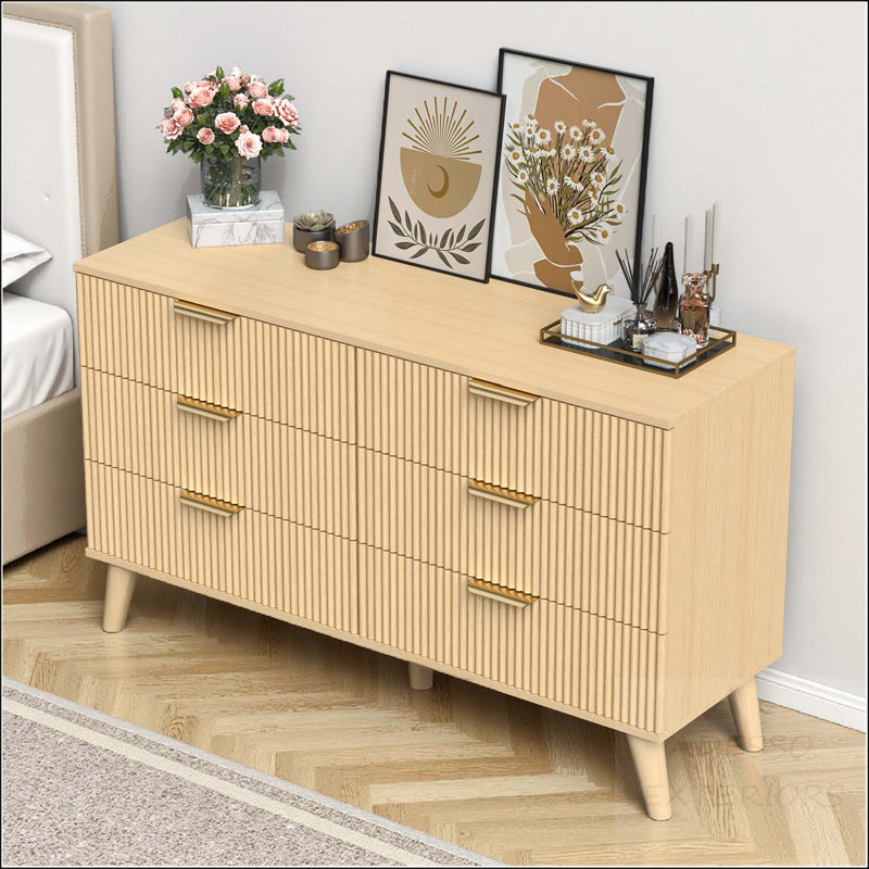 Commode cannelée à 6 tiroirs - Rangement vertical compact