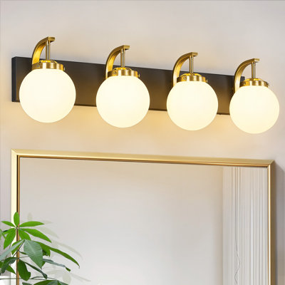 Modern Milk Glass Globe Shade Bathroom Light Vanity Light Fixture for Hallway Living Room Wash Room Powder Room
