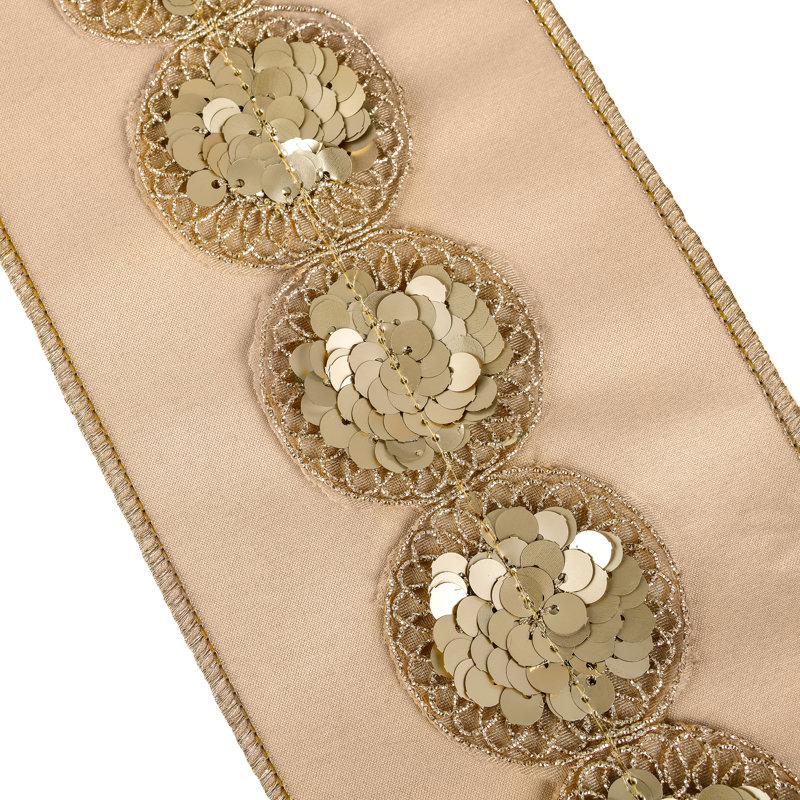 Ruban de taffetas perlé à paillettes, Beige