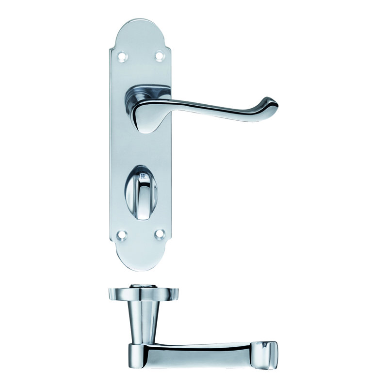 Oxford Bathroom Right Hand Door Handle, Polished Chrome