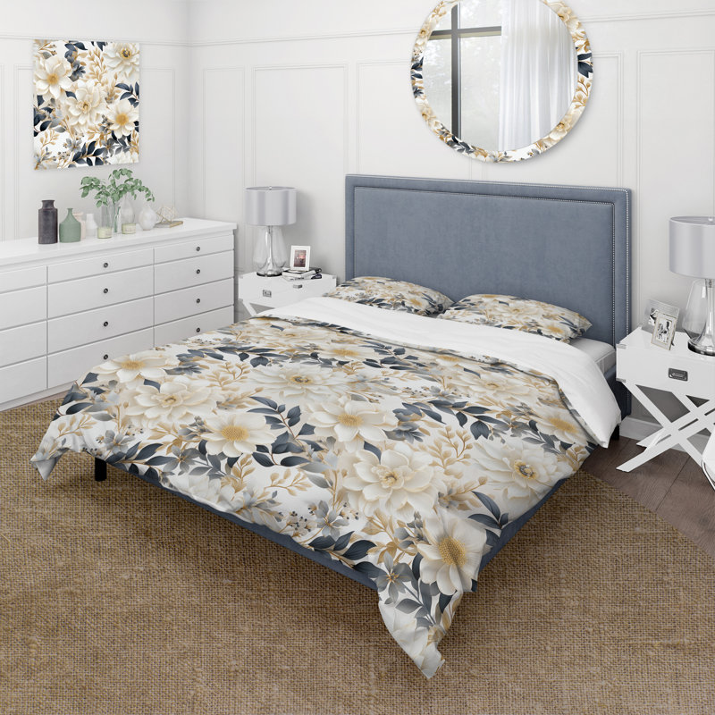 Ensemble de housse de couette Ethereal Blooms I, Housse de couette simple + 1 taie décorative stan