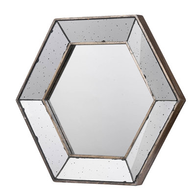 21" X 18" Hexagon Wall Mirror With Traditional Silver Finish