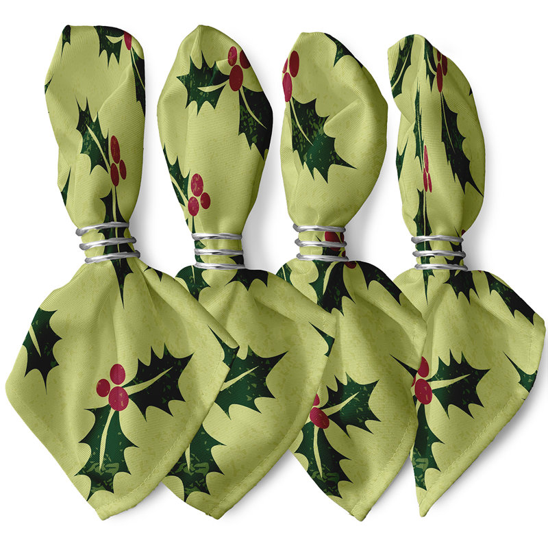 Mtecombe Polyester Floral Square Napkin, Green