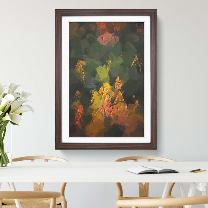 Pointed Trees in Abstract - Framed Print, Walnut, 50cm H x 35cm W x 2cm D