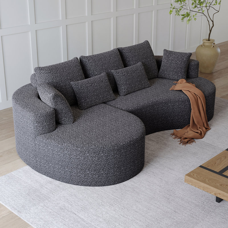 Canapé modulaire surdimensionné rembourré Modern, Orienté à gauche (vu de face), Gris