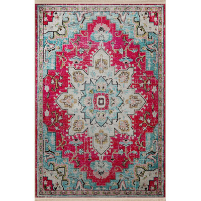Turquoise Traditional Patterned Creative Vintage Decorative Washable Rug