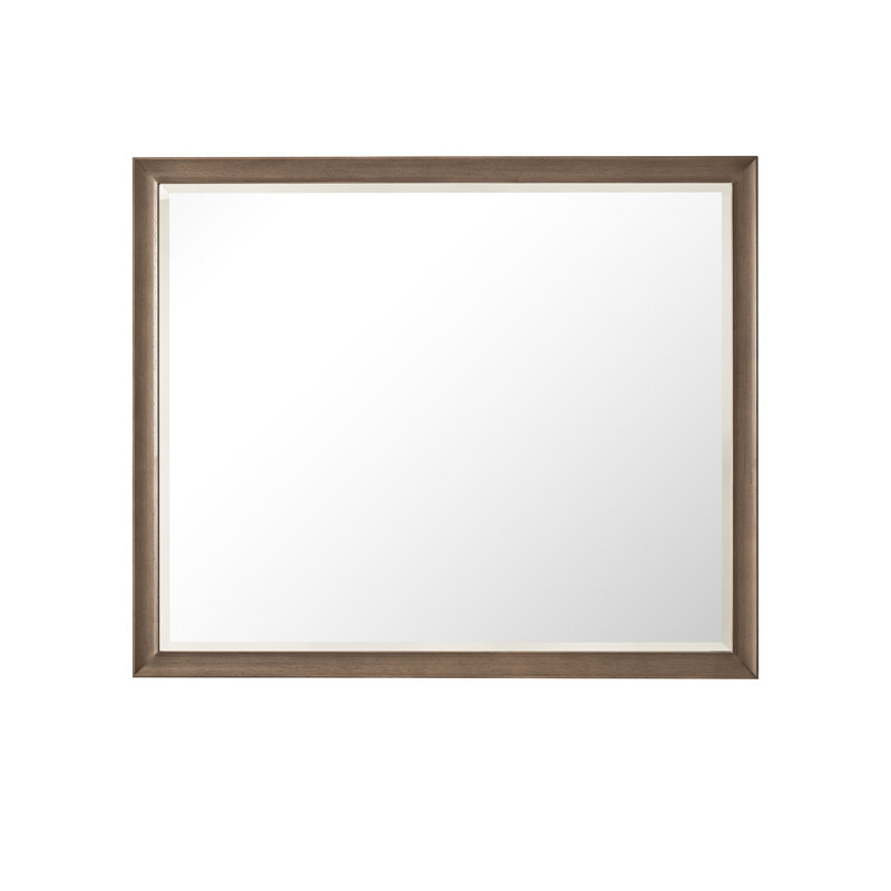 Glenbrooke Solid Wood Wall Mirror, Whitewashed Walnut, 40" x 48"