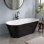 Baignoire autoportante ovale en acrylique de 140 cm (55 po), double dos, avec bonde centrale et trop-plein intégré, noire