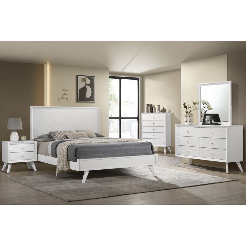 Ensemble de chambre avec grand lit 5 pièces blanc, Grand