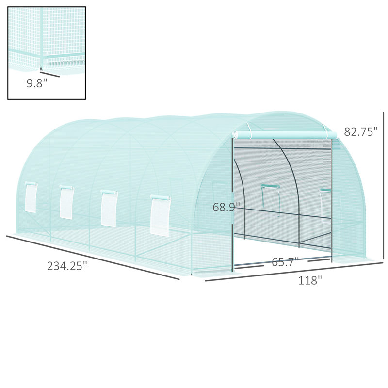 Serre de tunnel sans porte 20 pi x 10 pi x 7 pi