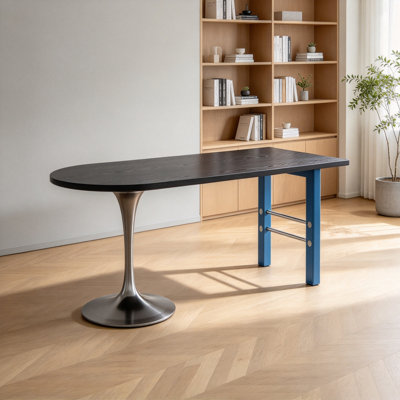 Creative Design Pine Wood Stainless Steel Desk