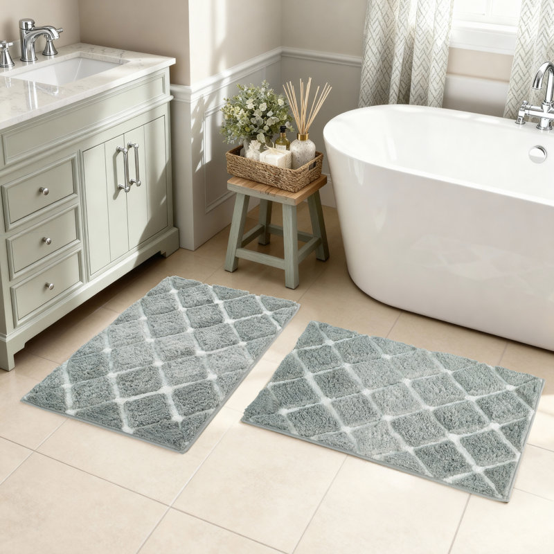 Spa Luxury Oversized Microfiber Bath Mat – 1 or 2 Pack 24” x 36”, Grey