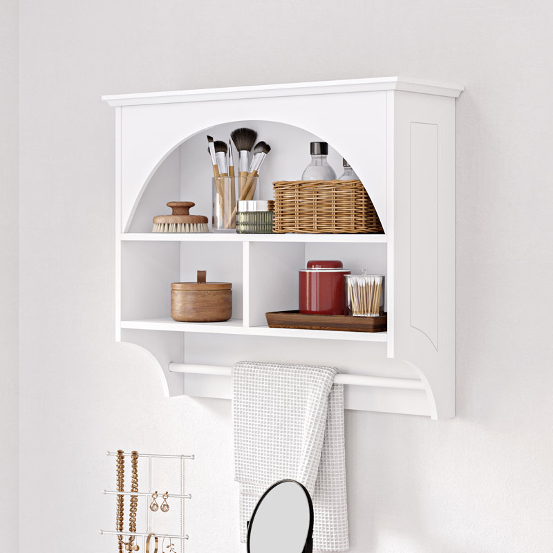  Bristol Wall Shelf With Towel Bar - White