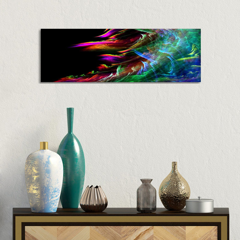 Fire Wave (Panoramic) - Wrapped Canvas Painting, 30.48 cm H x 91.44 cm W x 1.91 cm D