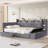 Full Size Upholstered Daybed with Storage Drawers, Footstool, LED Light & USB Charging, Modern Bedroom Furniture,Grey-1849928117-1849928118