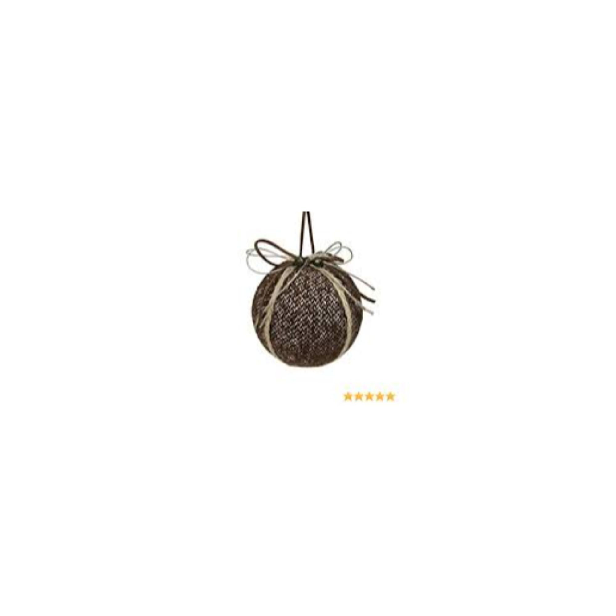 Brown Tweed with Jingle Bells Christmas Ball Ornament 4" (100mm)