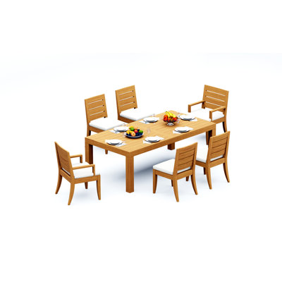 Ensemble de salle à manger 11 pièces en bois de teck de qualité A: table rectangulaire Canberra de 86 po et 10 chaises Atnas (2 et 8 chaises sans accoudoirs) # 11AT1902