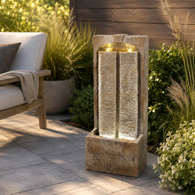 Fontaine murale en cascade de 99 cm, éclairage DEL blanc chaud