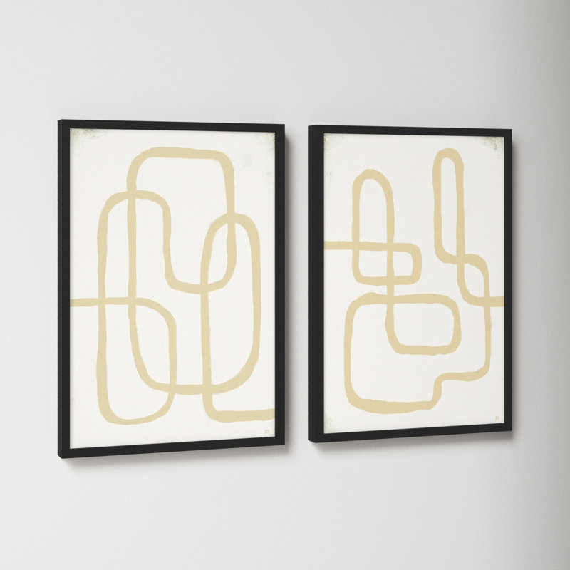 Line Works In White by StudioM, Black Framed Paper, 20" H x 28" W x 1.25" D