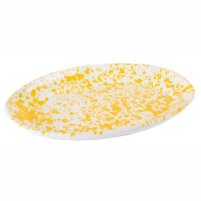 Plateau ovale tacheté Taverna, turquoise / blanc