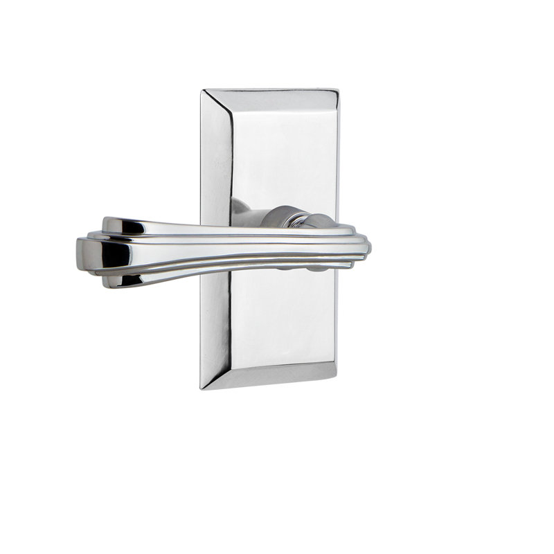 Intimité Studio Plate (lit et salle de bain) avec levier Fleur, Chrome brillant, 2-3/4", Gauche
