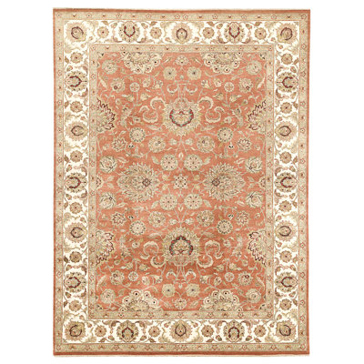 High-Quality Hand-Knotted Rust And Ivory Area Rug
