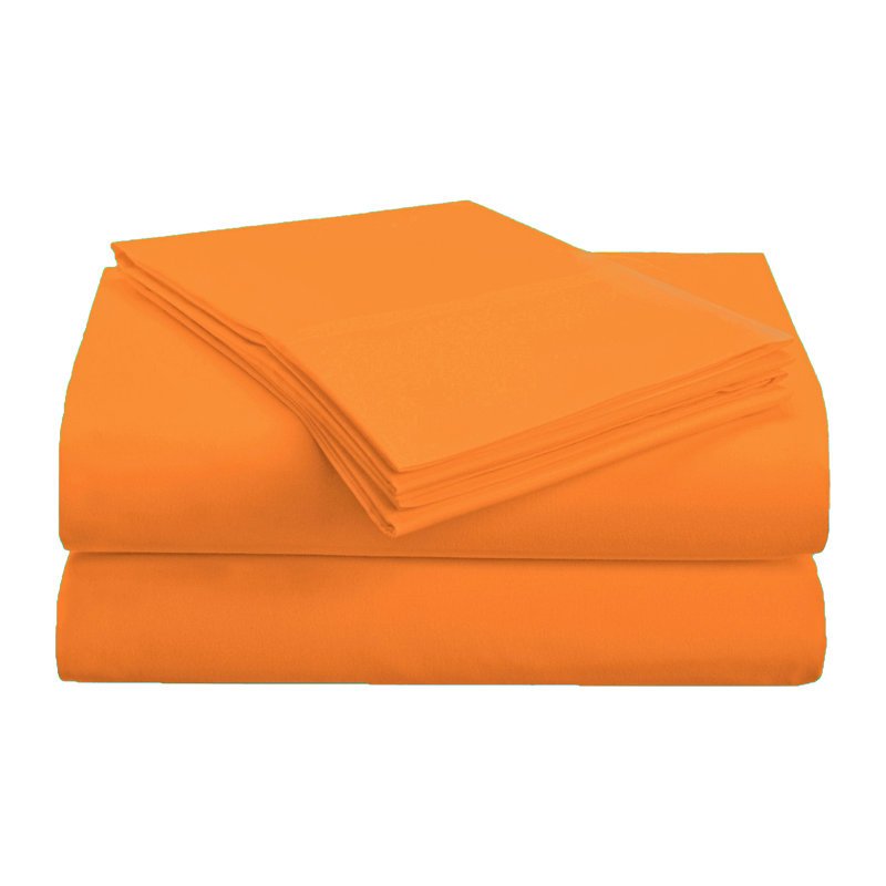Brushed Microfiber Breathable Wrinkle Resistant Sateen Sheet Set, Full Sheet Set + 1 Fitted Sheet + 2 Pillowcases, Orange